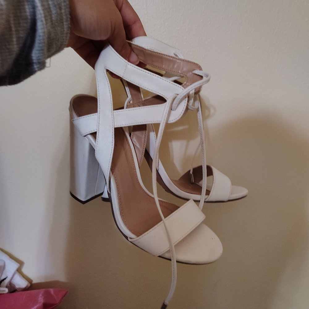 Charlotte Russe White Strappy Block Heels